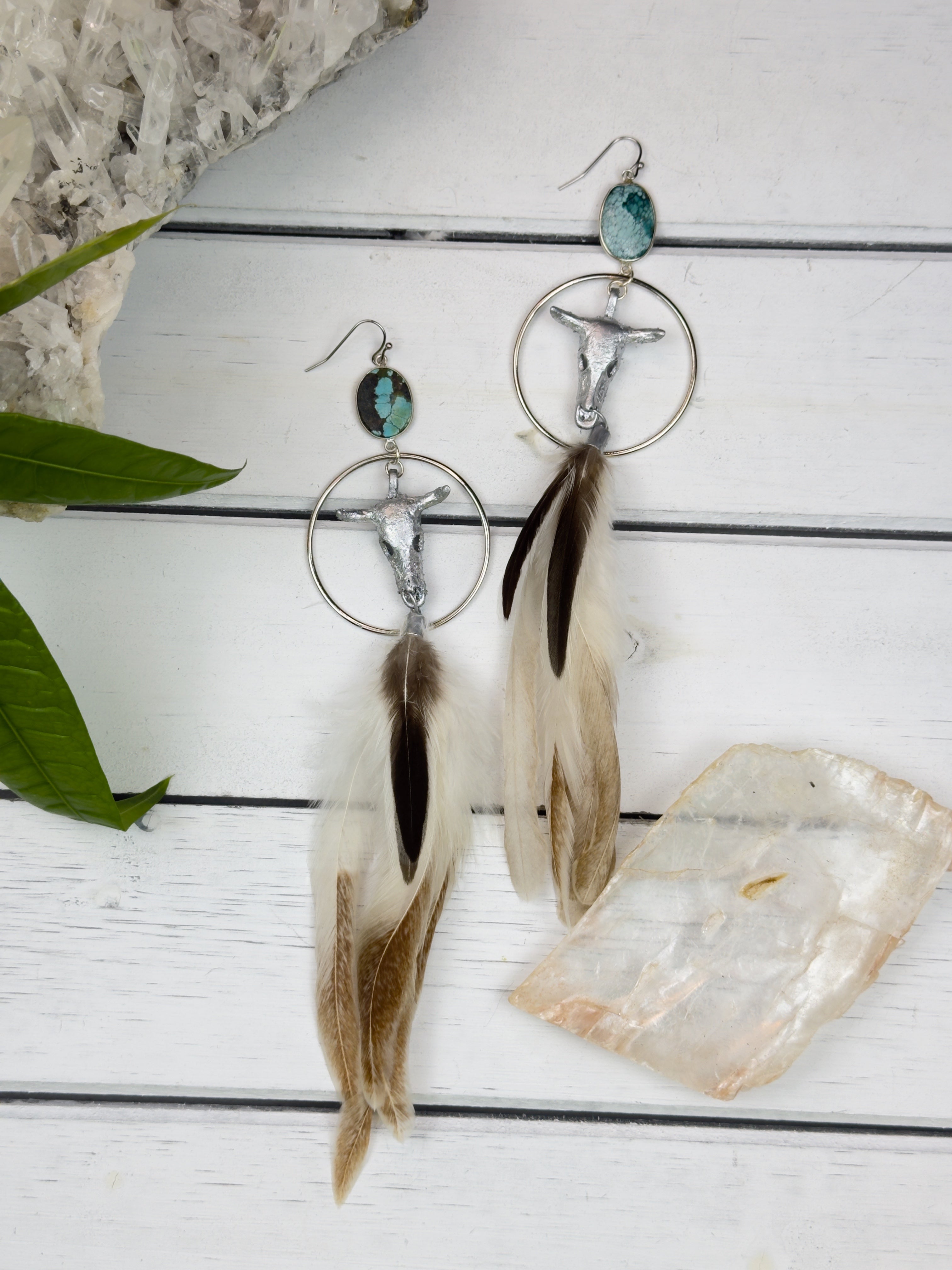 Rodeo Rebel Turquoise Feather Earrings