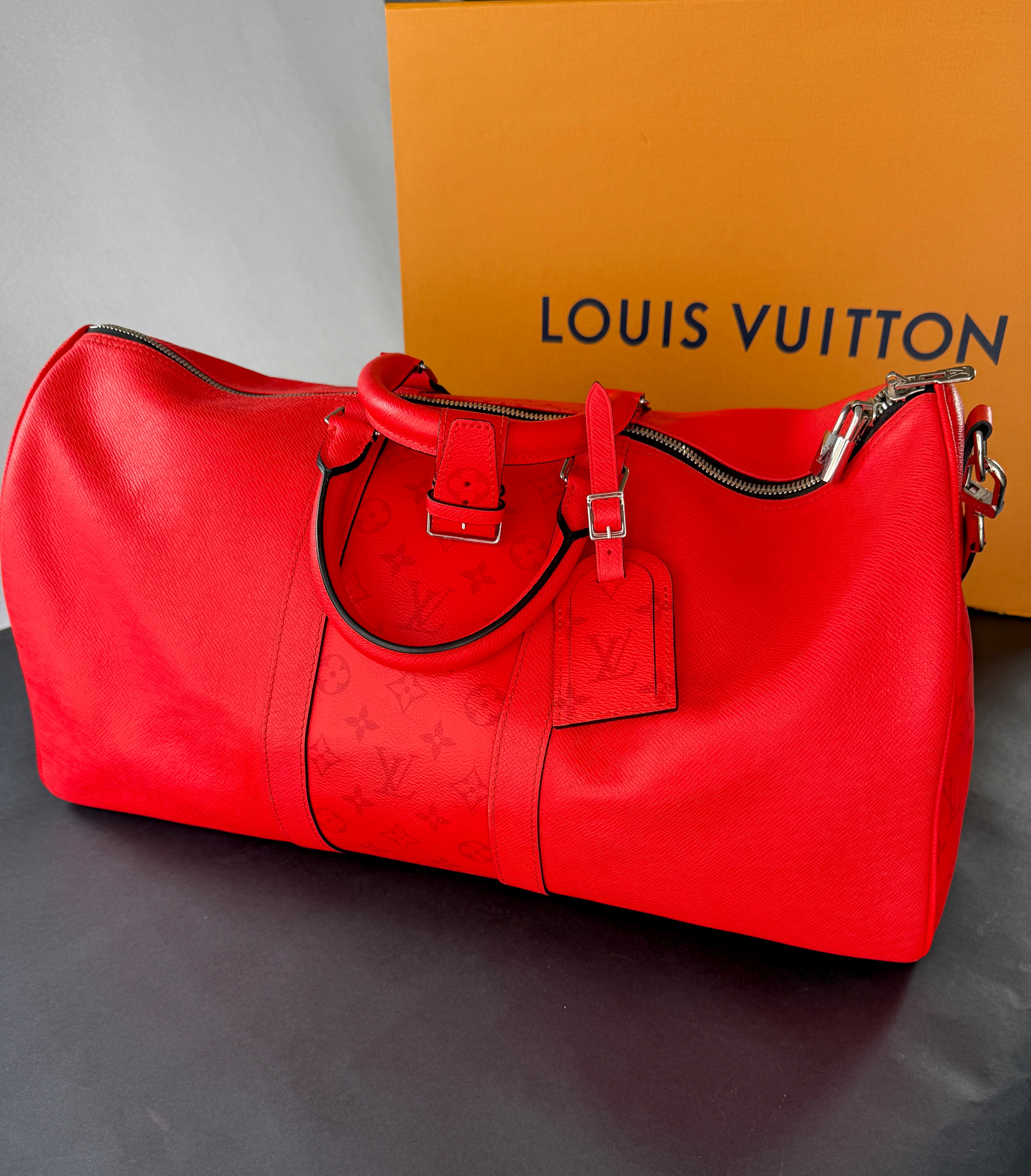 Louis Vuitton Red Monogram Keepall Duffle Bag - Authentic