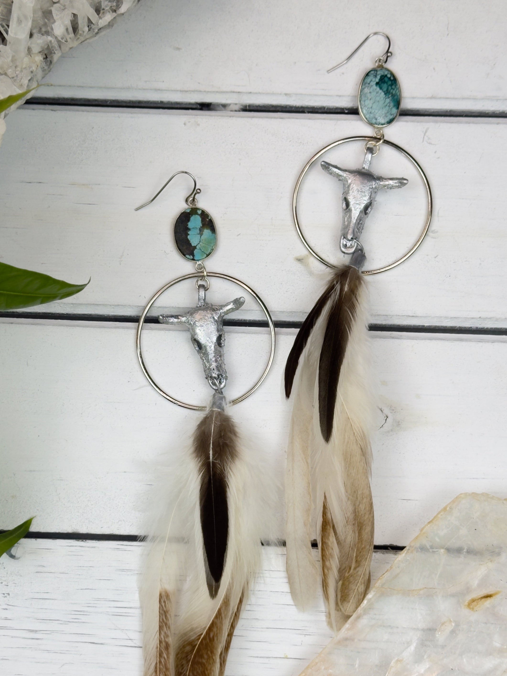 Rodeo Rebel Turquoise Feather Earrings