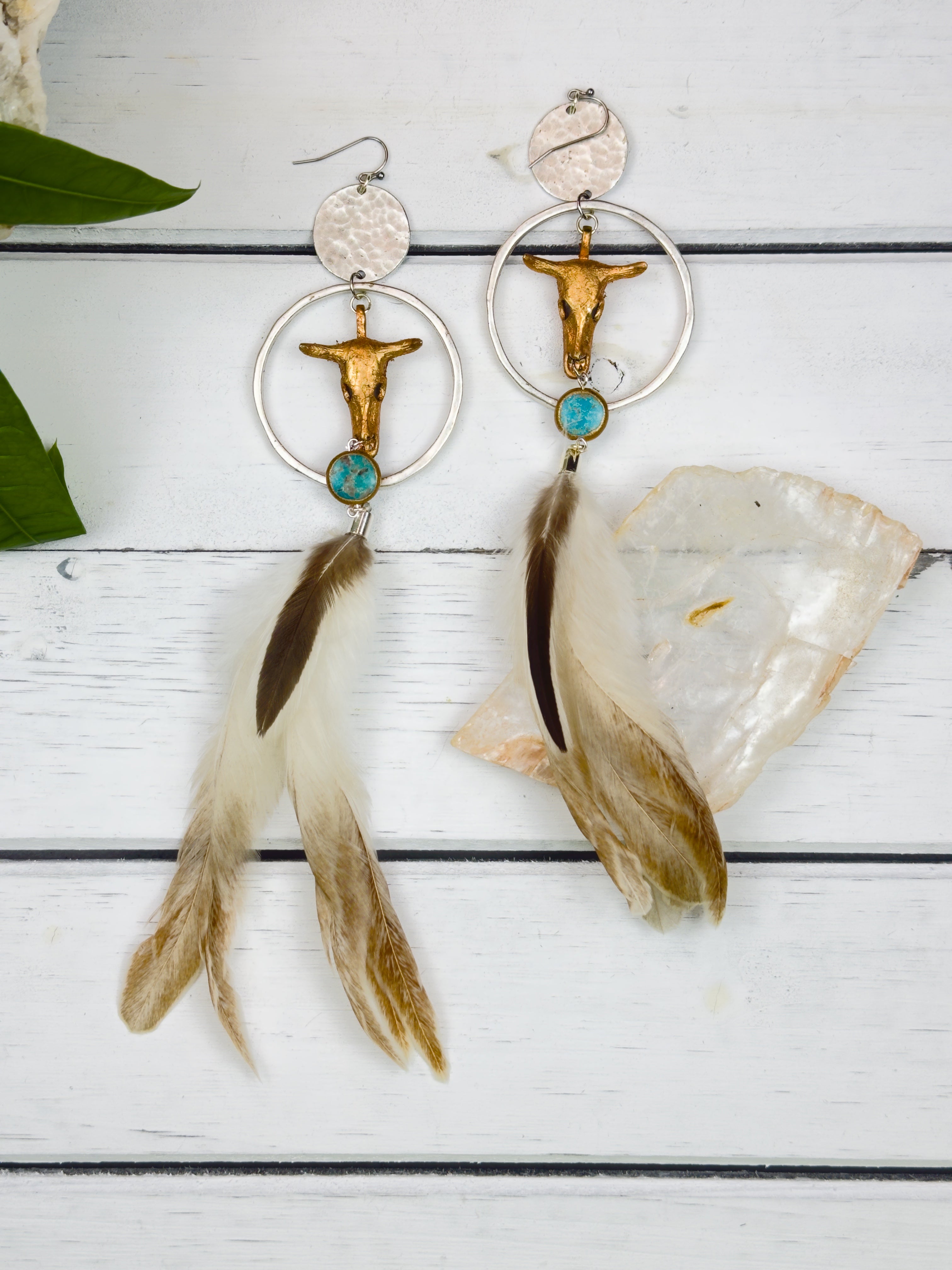 Southern Charm Turquoise Feather Earrings