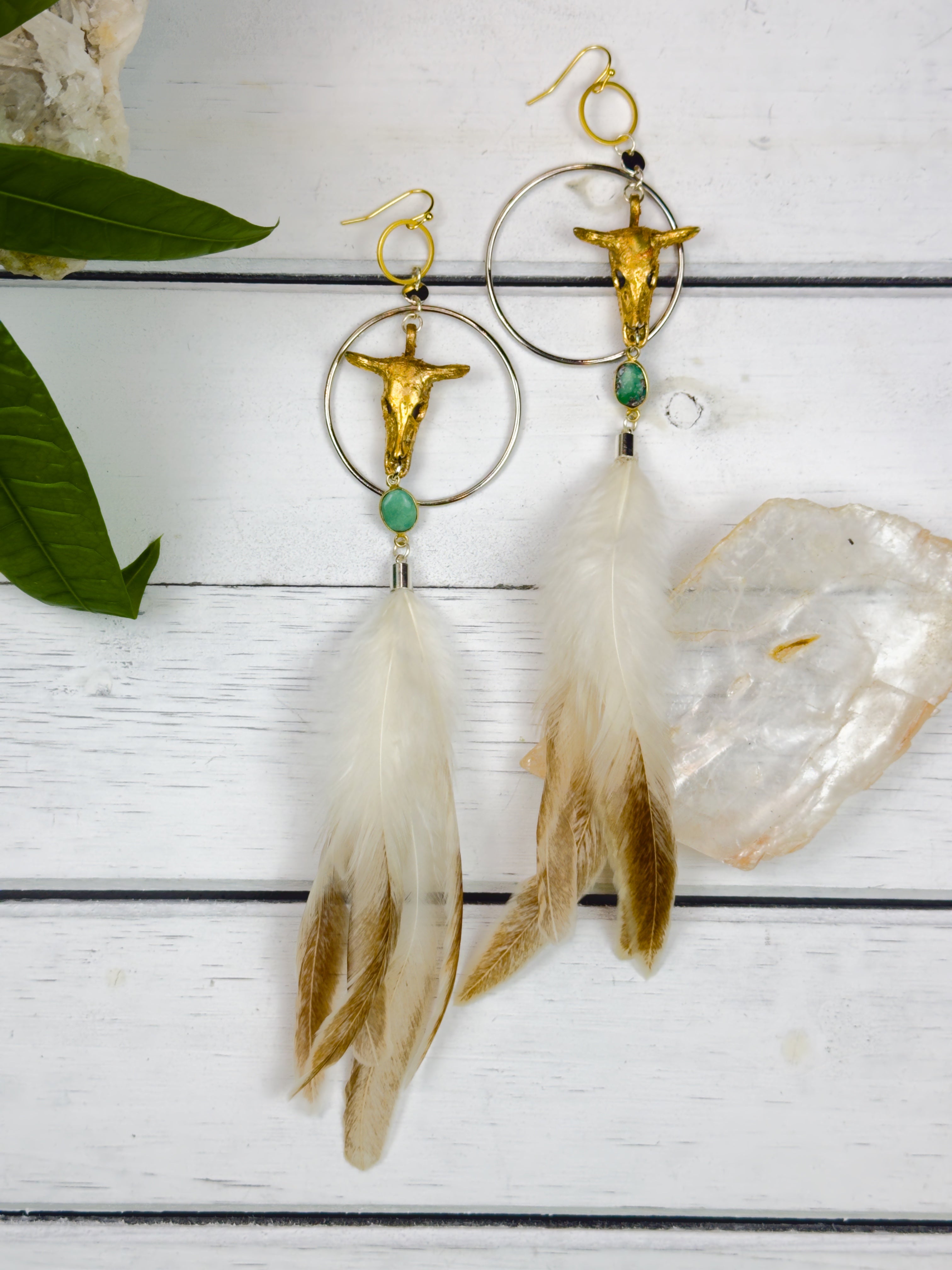 Sunshine Wrangler Turquoise Feather Earrings